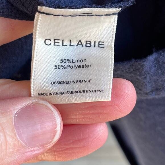 Cellabie Women's Navy Embroidered Linen Blend Top Size 3XL. NEW - Picture 9 of 11